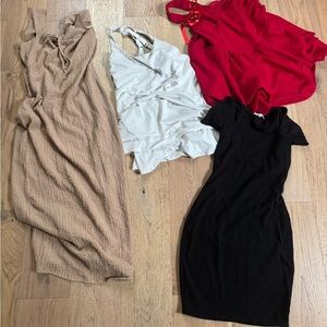 Elegant Women's Dress Collection - Black, Red, Tan, White